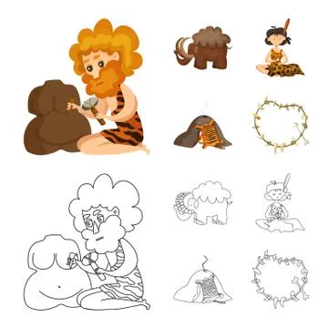 Vector illustration of evolution and prehistory icon. Collection of evolution Stock Illustration