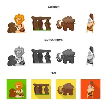 Vector illustration of evolution and prehistory sign. Collection of evolution Stock Illustration