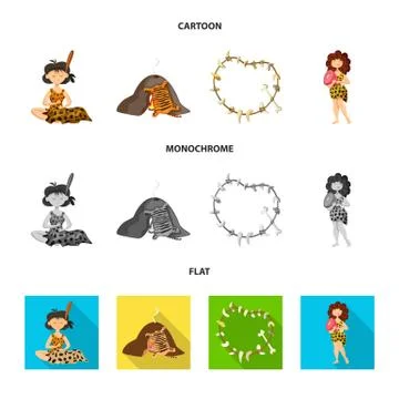 Vector illustration of evolution and prehistory sign. Set of evolution and Stock Illustration