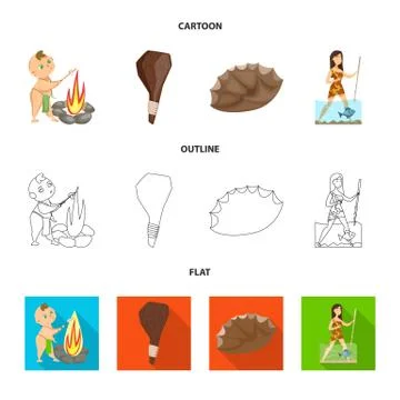 Vector illustration of evolution and prehistory sign. Set of evolution and Stock Illustration