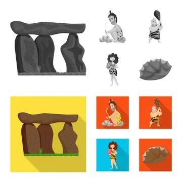 Vector illustration of evolution and prehistory sign. Collection of evolution Stock Illustration