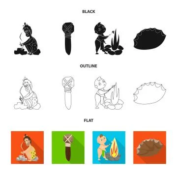 Vector illustration of evolution and prehistory symbol. Set of evolution and Stock Illustration