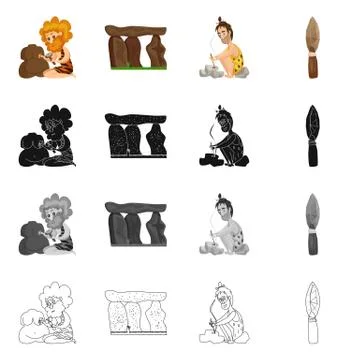 Vector illustration of evolution and prehistory symbol. Collection of evolution Stock Illustration