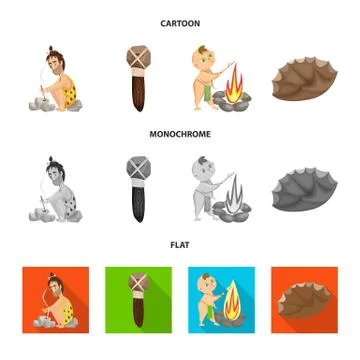 Vector illustration of evolution and prehistory icon. Collection of evolution Stock Illustration