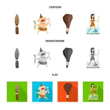 Vector illustration of evolution and prehistory icon. Collection of evolution Stock Illustration