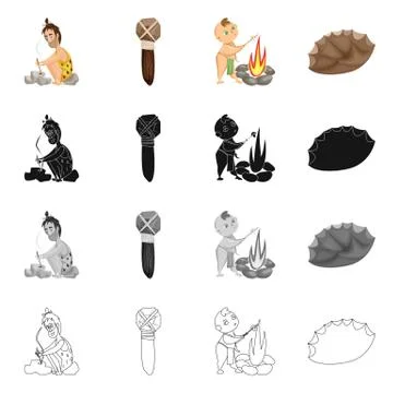 Vector illustration of evolution and prehistory sign. Set of evolution and Illustrazione stock