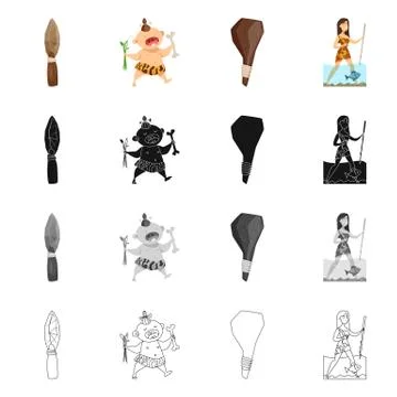 Vector illustration of evolution and prehistory icon. Set of evolution and Stock Illustration