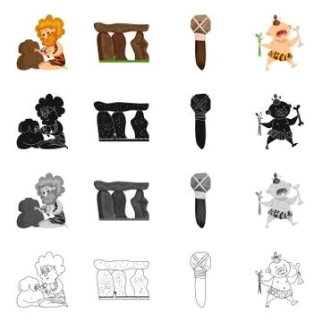 Vector illustration of evolution and prehistory sign. Collection of evolution Stock Illustration