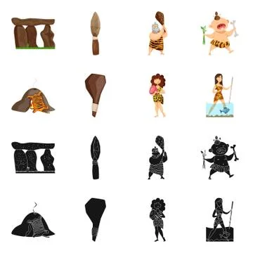 Vector illustration of evolution and prehistory icon. Set of evolution and Stock Illustration