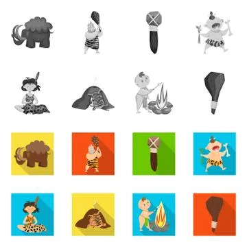 Vector illustration of evolution and prehistory logo. Set of evolution and Stock Illustration