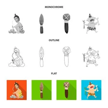 Vector illustration of evolution and prehistory logo. Collection of evolution Stock Illustration