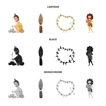 Vector illustration of evolution and prehistory logo. Set of evolution and Stock Illustration