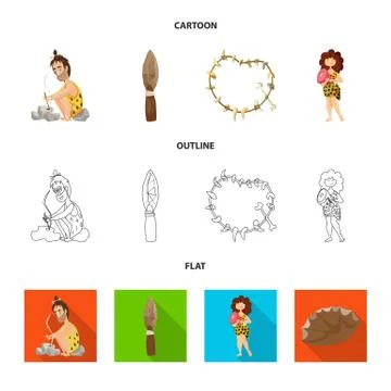Vector illustration of evolution and prehistory logo. Collection of evolution Stock Illustration
