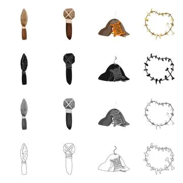 Vector illustration of evolution and prehistory sign. Set of evolution and Stock Illustration