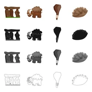 Vector illustration of evolution and prehistory logo. Set of evolution and Stock Illustration