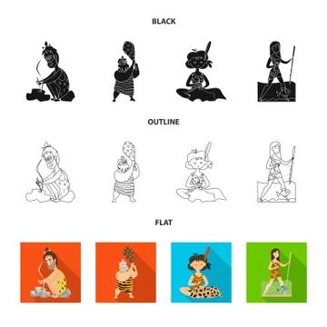 Vector illustration of evolution and prehistory symbol. Collection of evolution Illustrazione stock