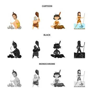 Vector illustration of evolution and prehistory symbol. Collection of evolution Stock Illustration