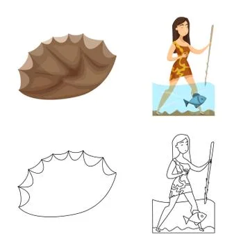 Vector illustration of evolution and prehistory logo. Collection of evolution Stock Illustration