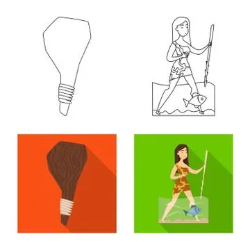 Vector illustration of evolution and prehistory sign. Collection of evolution Stock Illustration