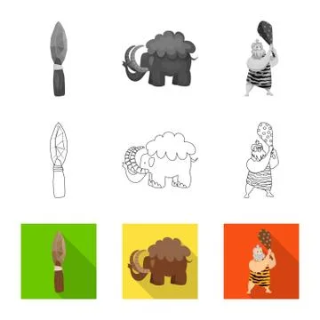 Vector illustration of evolution and prehistory icon. Set of evolution and 스톡 일러스트