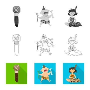 Vector illustration of evolution and prehistory icon. Set of evolution and 스톡 일러스트
