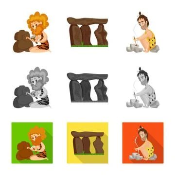 Vector illustration of evolution and prehistory symbol. Collection of evolution Illustrazione stock