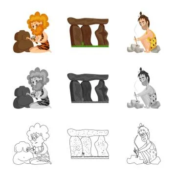Vector illustration of evolution and prehistory icon. Collection of evolution Stock Illustration
