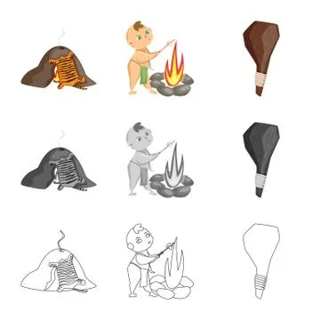 Vector illustration of evolution and prehistory symbol. Set of evolution and Stock Illustration