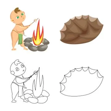 Vector illustration of evolution and prehistory logo. Collection of evolution Stock Illustration