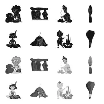 Vector illustration of evolution and prehistory sign. Set of evolution and Stock Illustration