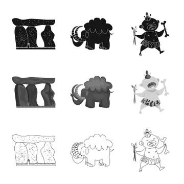 Vector illustration of evolution and prehistory symbol. Set of evolution and Stock Illustration