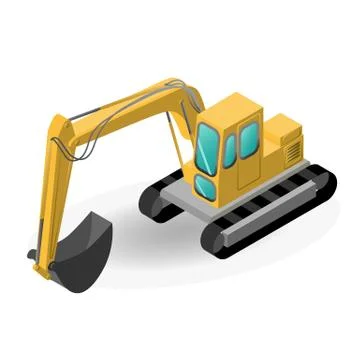 Vector illustration of the excavator, construction isometric Stock Illustration