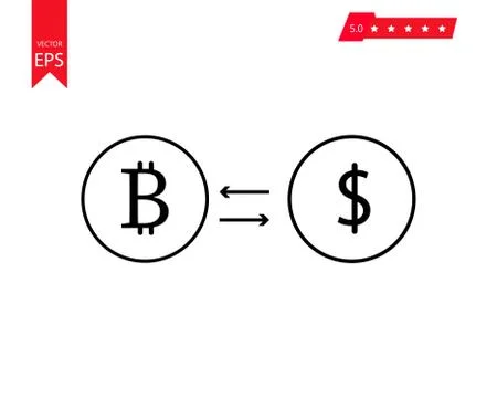 Vector illustration of exchange bitcoin to USD icon, Bitcoin sign icon for in Stock Illustration