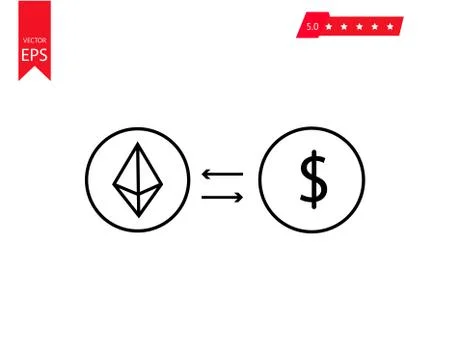 Vector illustration of exchange ethereum to USD icon, ethereum sign icon for  스톡 일러스트