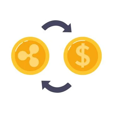 Vector illustration Exchange Ripple coins for dollar. Blockchain technologies in Stock Illustration