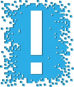 Vector illustration Exclamation mark with small three dimensional cubes Stock Illustration
