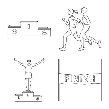 Vector illustration of exercise and sprinter symbol. Collection of exercise and Stock Illustration