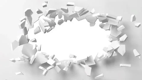 Vector illustration of exploding wall with free area on center for any object or Stock Illustration