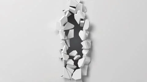 Vector illustration of exploding wall with free area on center for any object or Stock Illustration