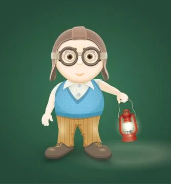 Vector illustration of explorer boy. Stock Illustration