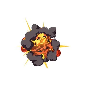 Vector illustration of an explosion with smoke, flames and fire in cartoon style イラスト素材
