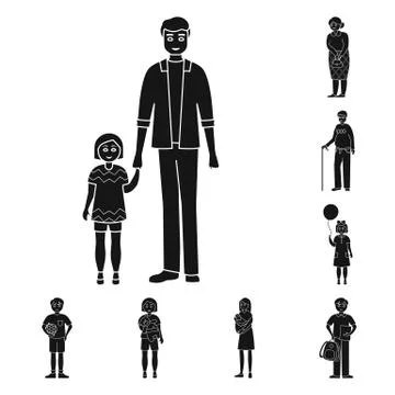 Vector illustration of face and portrait icon. Set of face and people stock Stock Illustration