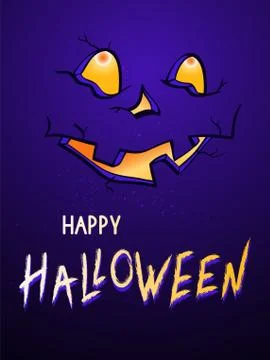 Vector illustration with face of the pumpkin head on the night background. Stock Illustration