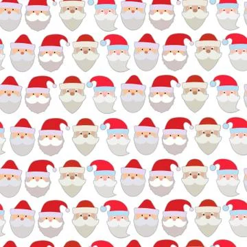 Vector illustration of the faces of Santa Stock Illustration