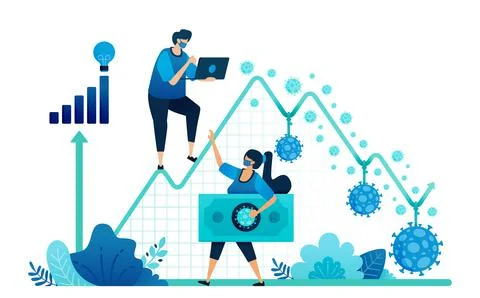 Vector illustration of failure and negative economic growth due to covid-19 o Stock Illustration