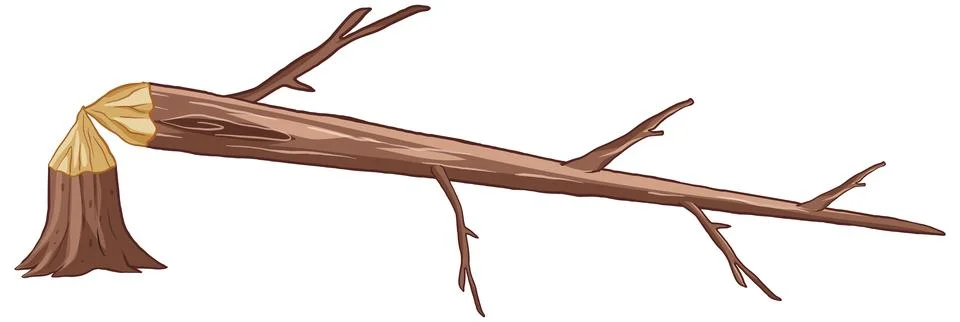 Vector Illustration of a Fallen Tree Trunk Gnawed by a Beaver Stock Illustration