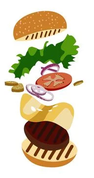 Vector illustration of a falling burger Stock Illustration