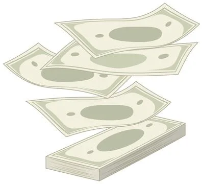 Vector Illustration of Falling Cash Banknotes onto a Stack of Money イラスト素材