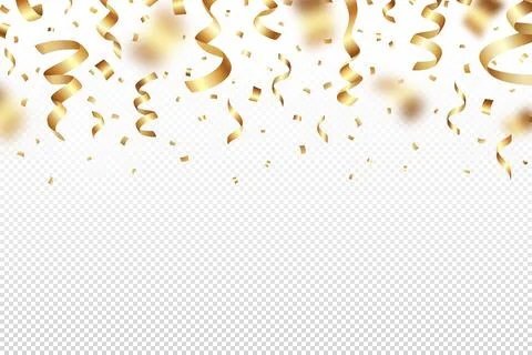 Vector illustration of falling gold foil confetti and tinsels Illustrazione stock