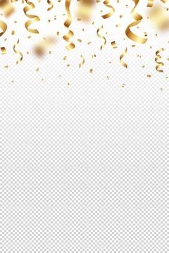 Vector illustration of falling gold foil confetti and tinsels Illustrazione stock
